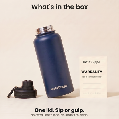 InstaCuppa Insulated Water Bottle 1000 ml - Navy Blue - In the Box