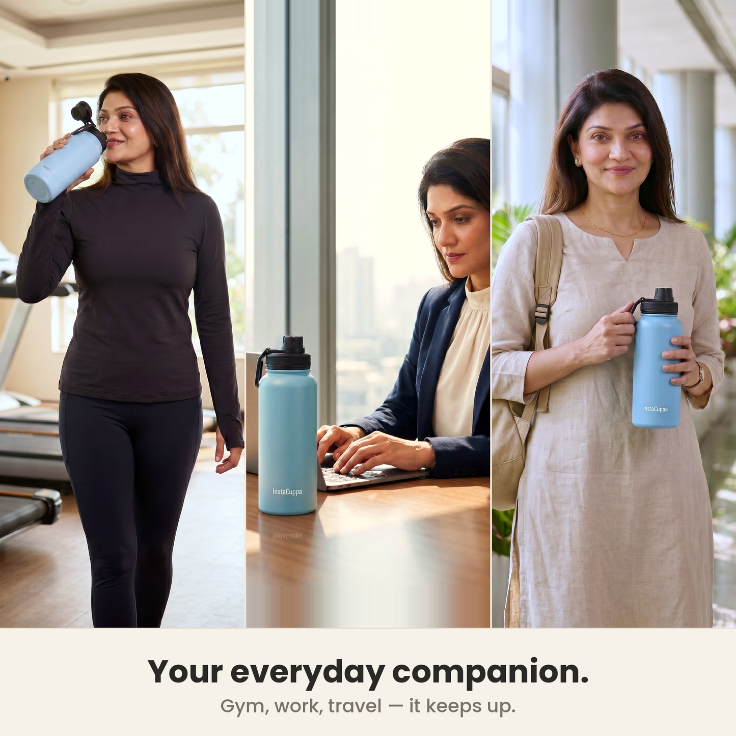 InstaCuppa Insulated Water Bottle 1000 ml - Sky Blue - Everyday Carry