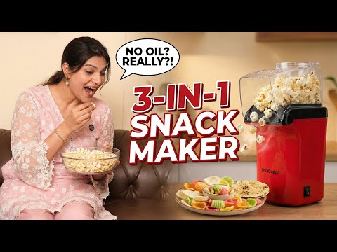 InstaCuppa Electric Hot Air Popcorn Maker 1200W | Oil-Free Healthy Snacking | One-Touch Operation | Fast Popping | BPA-Free | Dishwasher Safe | Butter Melting Scoop