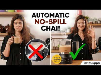 InstaCuppa Automatic Chai Maker with Auto Shut-Off - Make 400ML Indian Tea in 8-10 Minutes with No Spills or Mess, 4-in-1 Electric Brewer for Chai/Coffee/Boiling Milk/Frothing - Perfect for Busy Moms