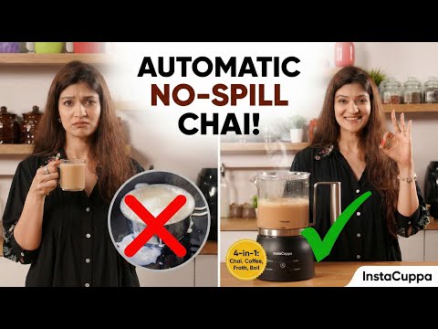 InstaCuppa Automatic Chai Maker with Auto Shut-Off - Make 400ML Indian Tea in 8-10 Minutes with No Spills or Mess, 4-in-1 Electric Brewer for Chai/Coffee/Boiling Milk/Frothing - Perfect for Busy Moms