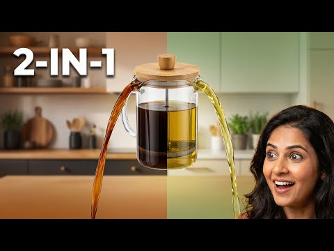 InstaCuppa French Press with Tea Infuser 1000ml | 2-in-1 Borosilicate Glass Pot with Bamboo Lid | Coffee Maker with Fine Mesh Steel Plunger & 304 SS Filter | Measurements Markings