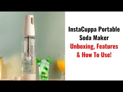 InstaCuppa Portable Soda Maker, Perfect for Busy Moms To Make Lemon Flavored Soda, Jaljeera, Sparkling Water, Mocktails, Fruit Spritzers In Just 30 Seconds Anywhere, Includes 10 Soda Capsules & 2 Lids
