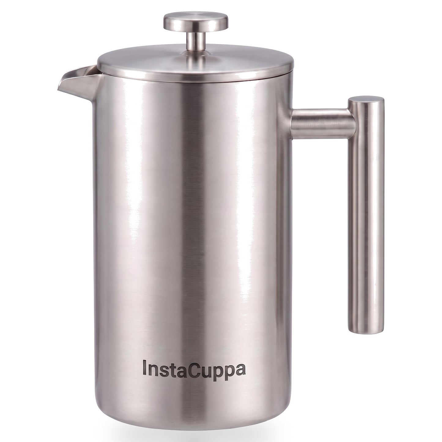 InstaCuppa Stainless Steel French Press 1000 ml - Classic - mirror-polish steel, double-wall 304 steel, 4-part filtration