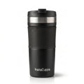 InstaCuppa French Press Travel Mug, Stainless Steel Double Walled Vacuum Insulated Thermos for Hot or Cold Coffee, Tea, Spill Proof
