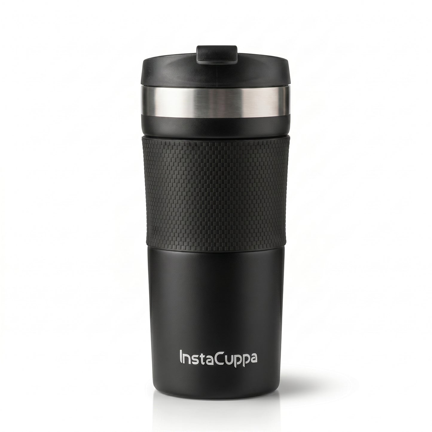 InstaCuppa - Travel French Press Coffee Mug 400 ml Black, Vacuum Insulated Stainless Steel
