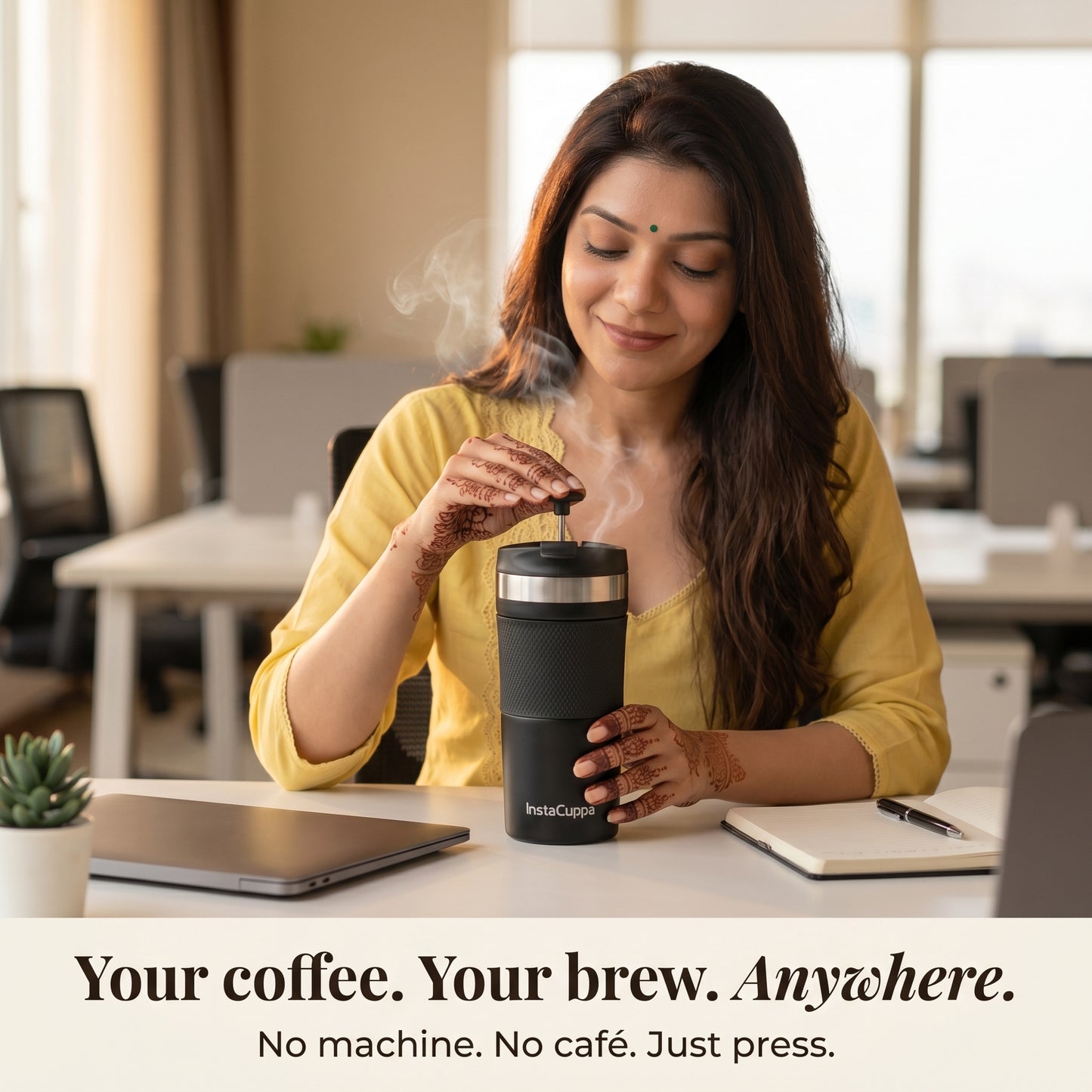 InstaCuppa - Portable French Press Coffee Maker 400 ml - Real Coffee Made Anywhere, No Machine Needed