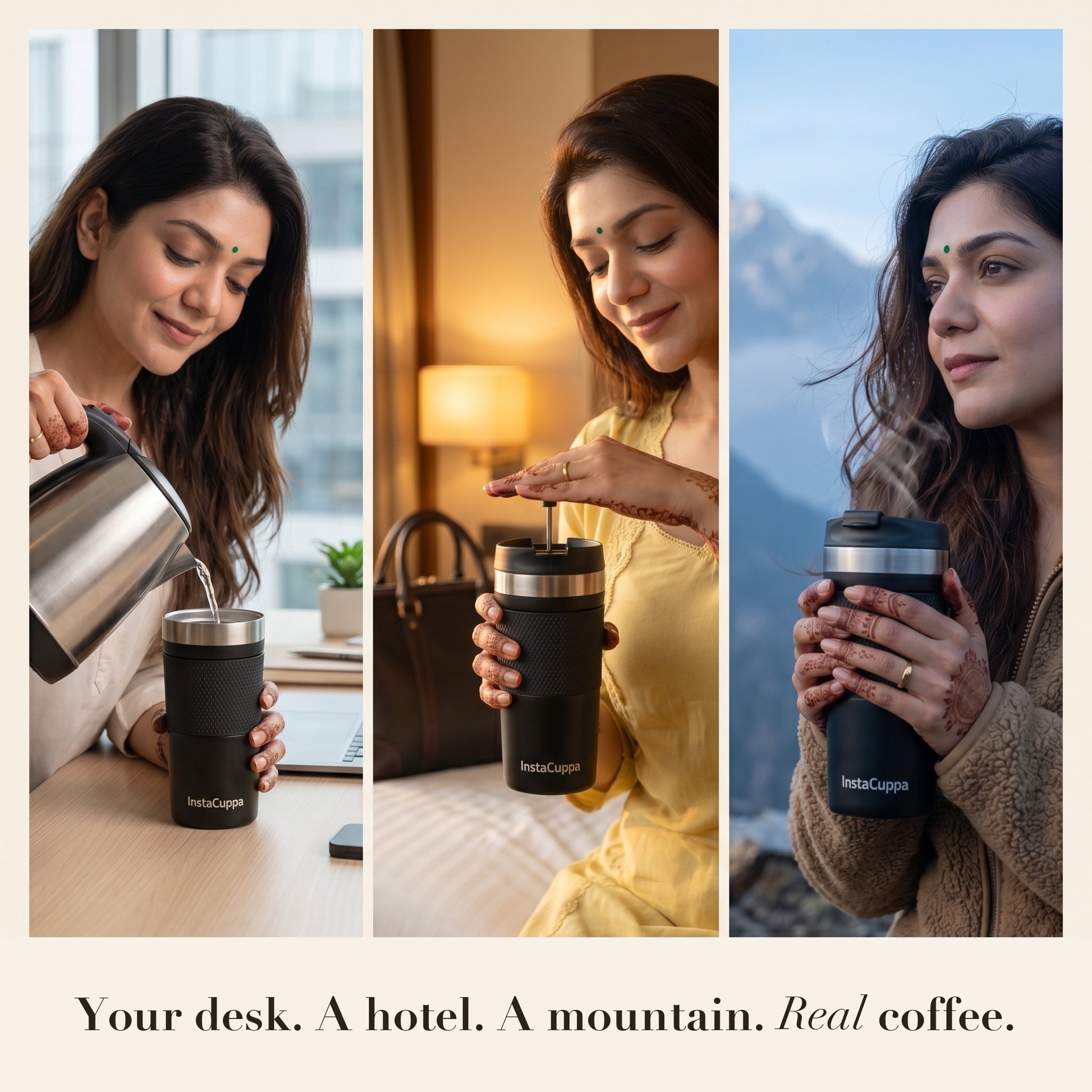 InstaCuppa - Travel Coffee Maker for Office Desk, Hotel Room and Trekking - Brew Fresh Coffee Anywhere