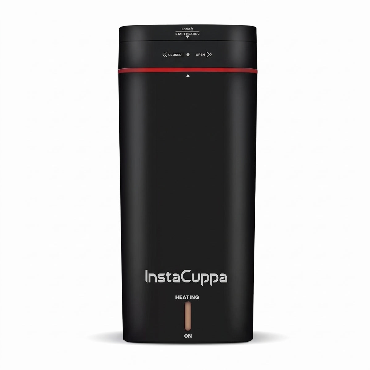 InstaCuppa Portable Electric Kettle 500 ml - Black - front view with lid legend and indicator