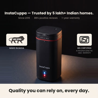 InstaCuppa Portable Electric Kettle 500 ml - Black - trusted by 5 lakh homes, BIS certified
