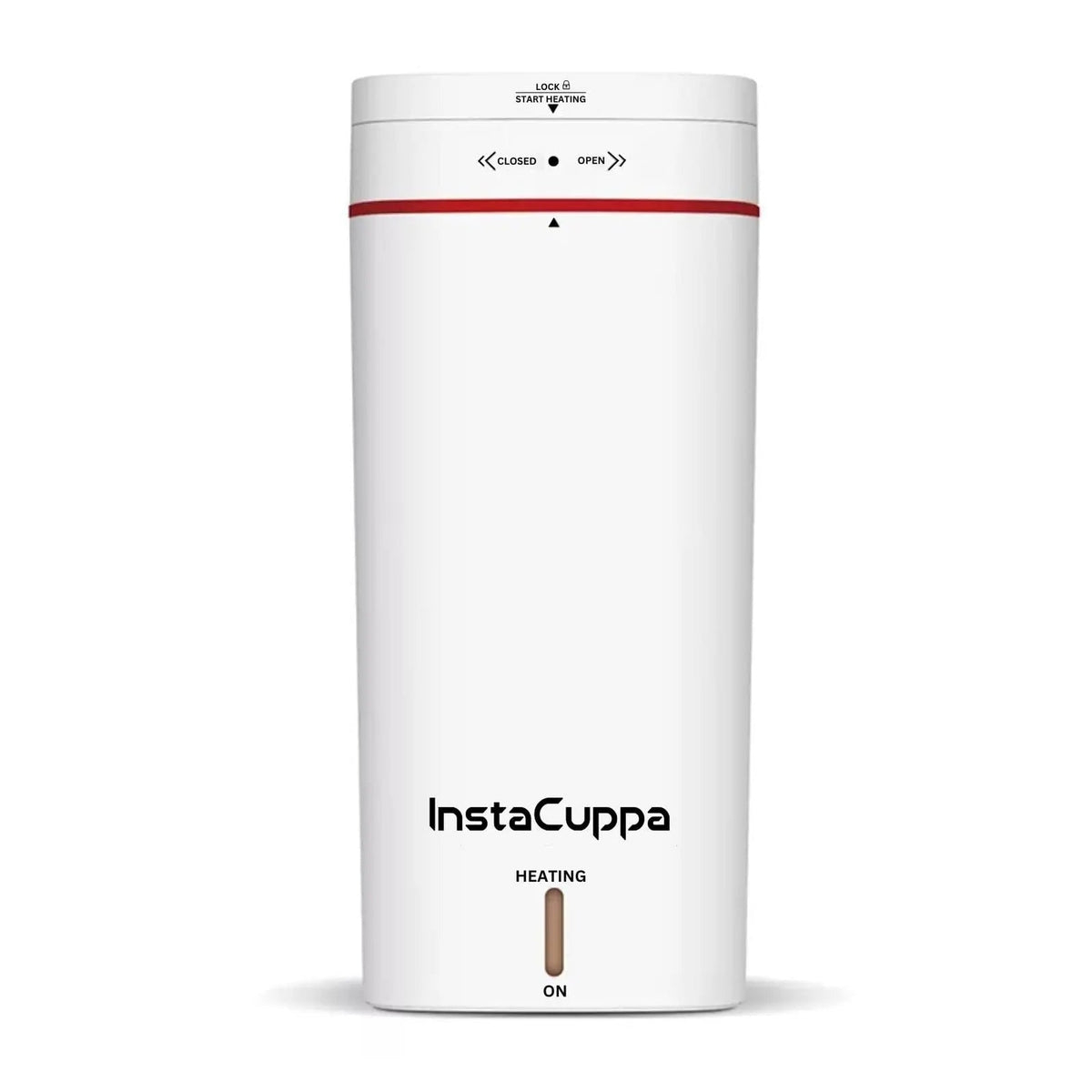 InstaCuppa Portable Electric Kettle 500 ml - White - front view with lid legend and indicator