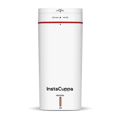 InstaCuppa Portable Electric Kettle 500 ml - White - front view with lid legend and indicator