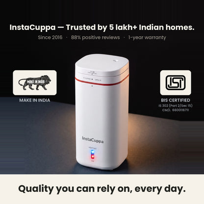 InstaCuppa Portable Electric Kettle 500 ml - White - trusted by 5 lakh homes, BIS certified