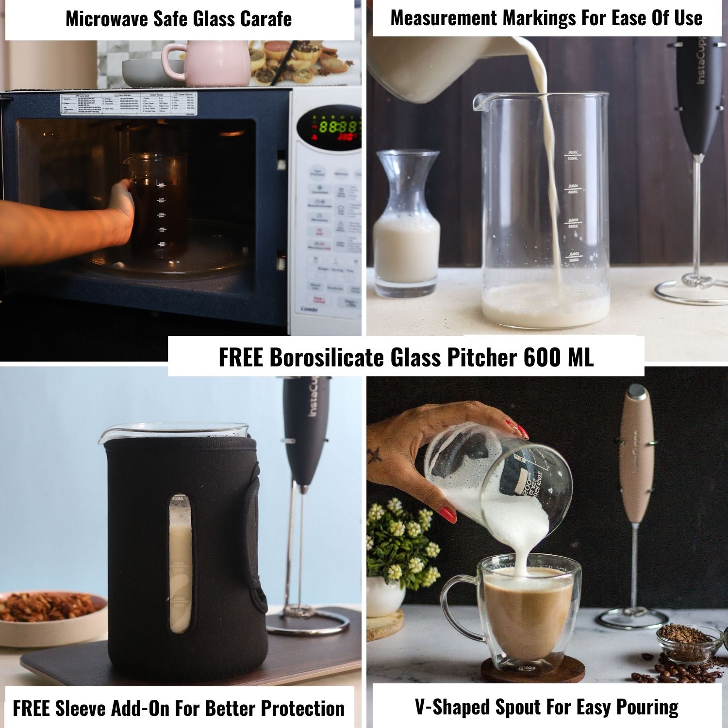 Buy InstaCuppa Milk Frother and Get BPA Free Glass Pitcher