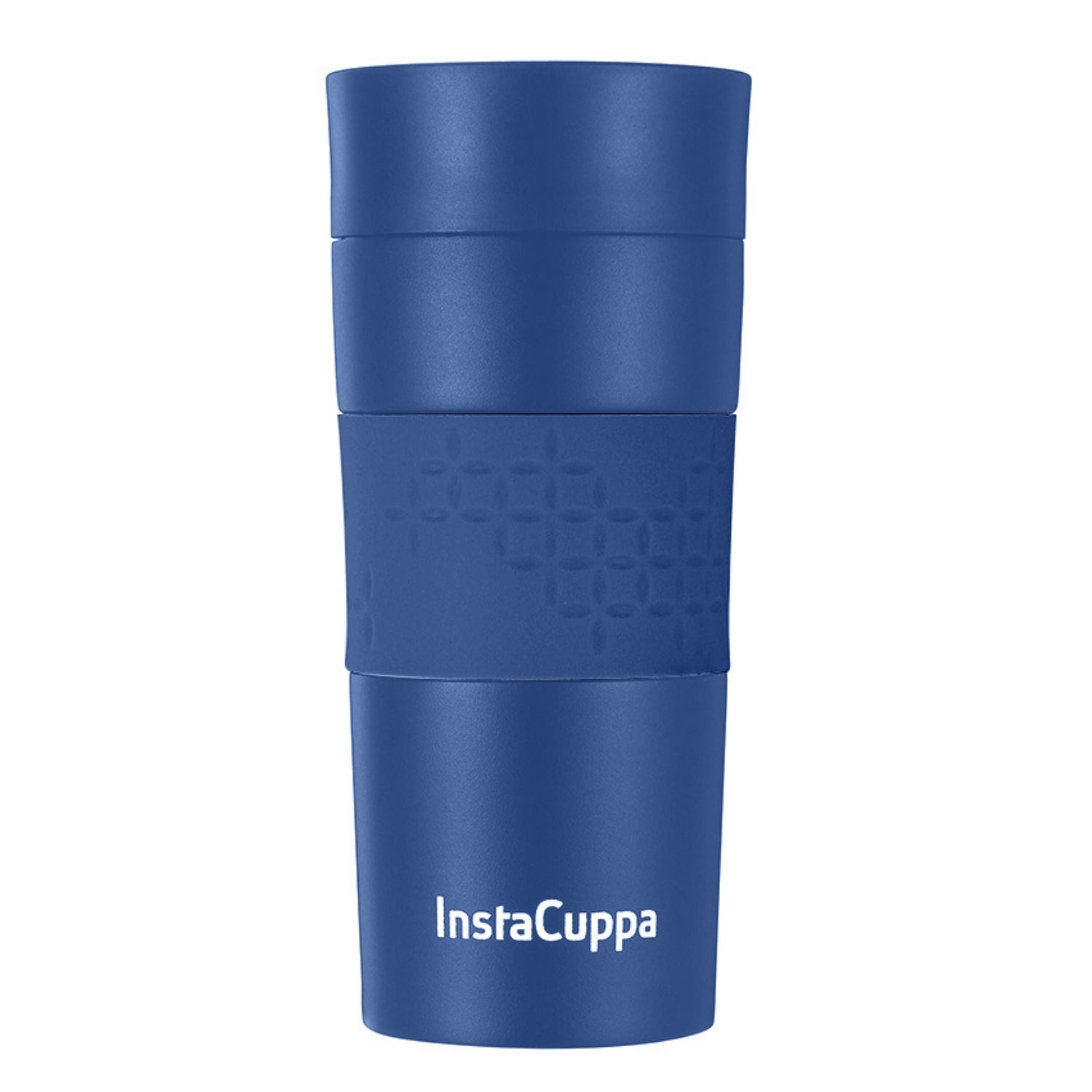InstaCuppa Vacuum Insulated Travel Mug, Stainless Steel Double Walled Thermos for Hot or Cold Coffee, Tea, Spill and Leak Proof with Anti-Slip Grip, Tumbler with Flip-Top Sipper Lid, 470 ML, Black
