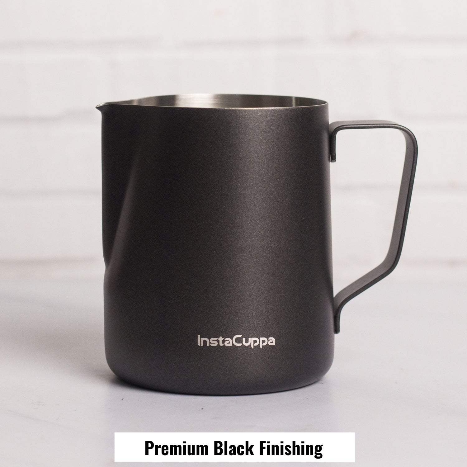 InstaCuppa Stainless Steel Milk Frothing Pitcher with Measurement Markings, Easy to Pour V-Spout, Idle for Latte Art