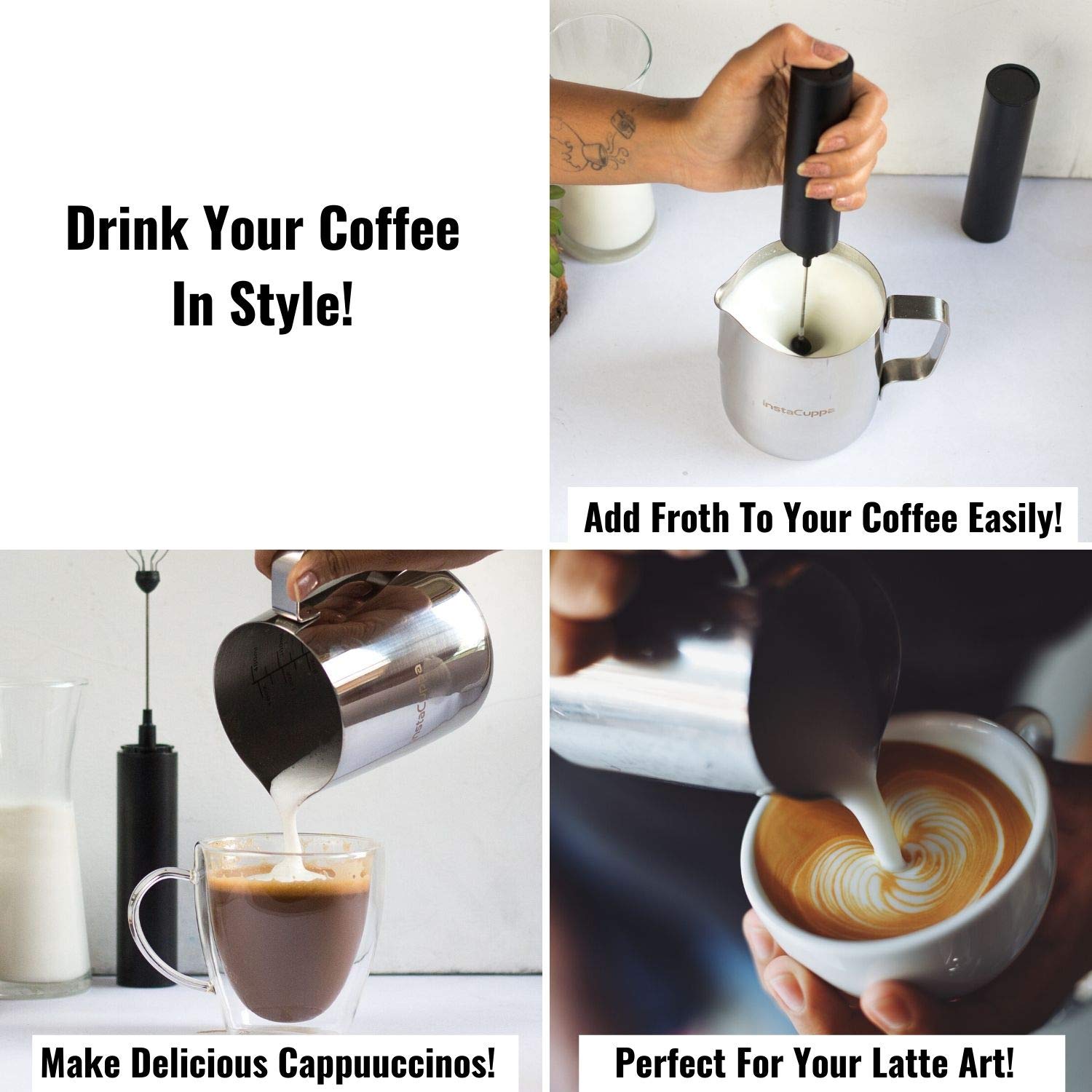 InstaCuppa Stainless Steel Milk Frothing Pitcher 600 ml Buy Online