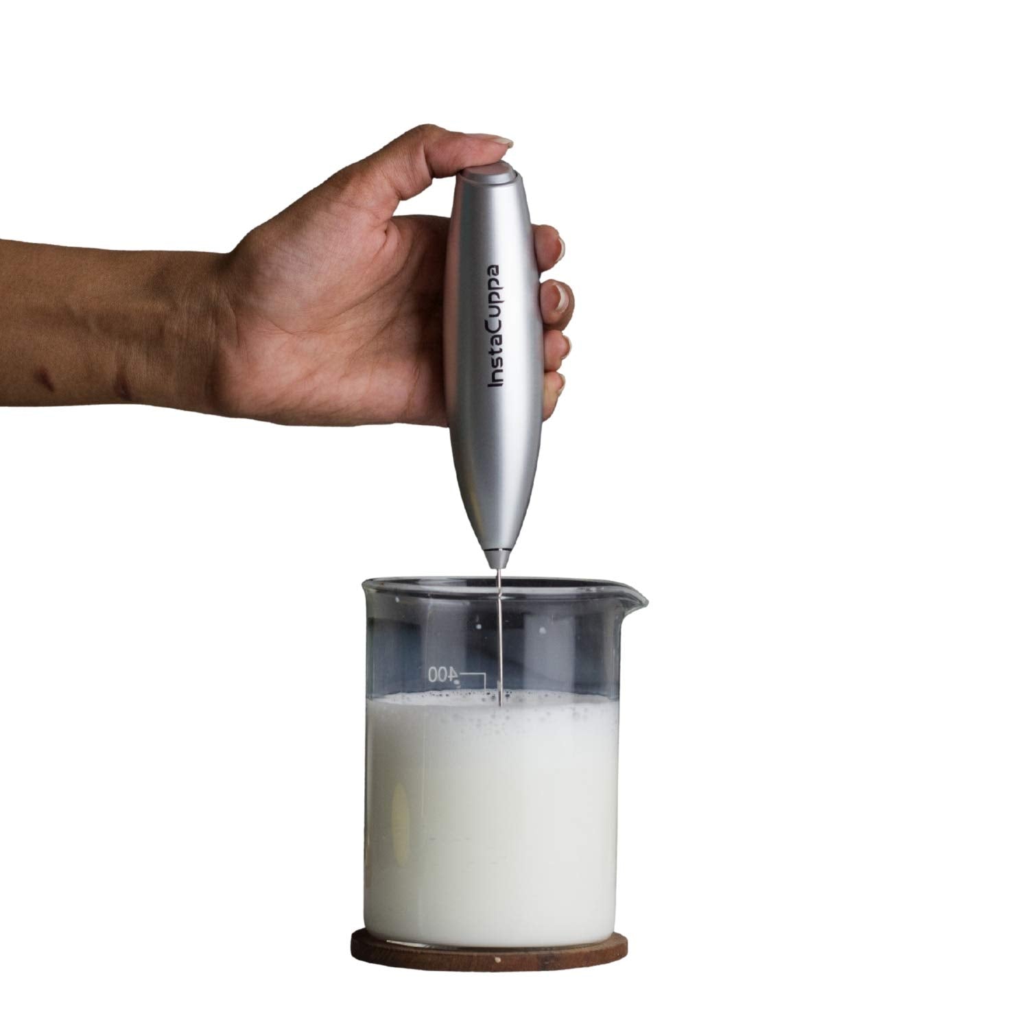 InstaCuppa Milk Frother with 2 Whisks and Borosilicate Glass Frothing Pitcher 600 ML Combo