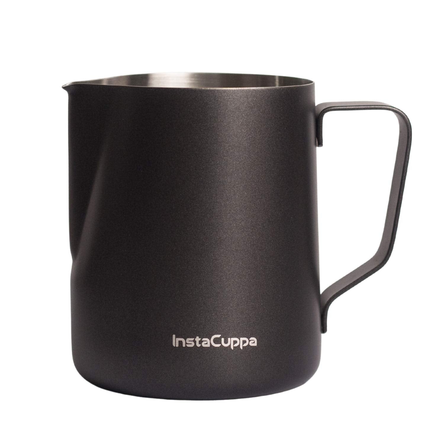 InstaCuppa Stainless Steel Milk Frothing Pitcher with Measurement Markings, Easy to Pour V-Spout, Idle for Latte Art