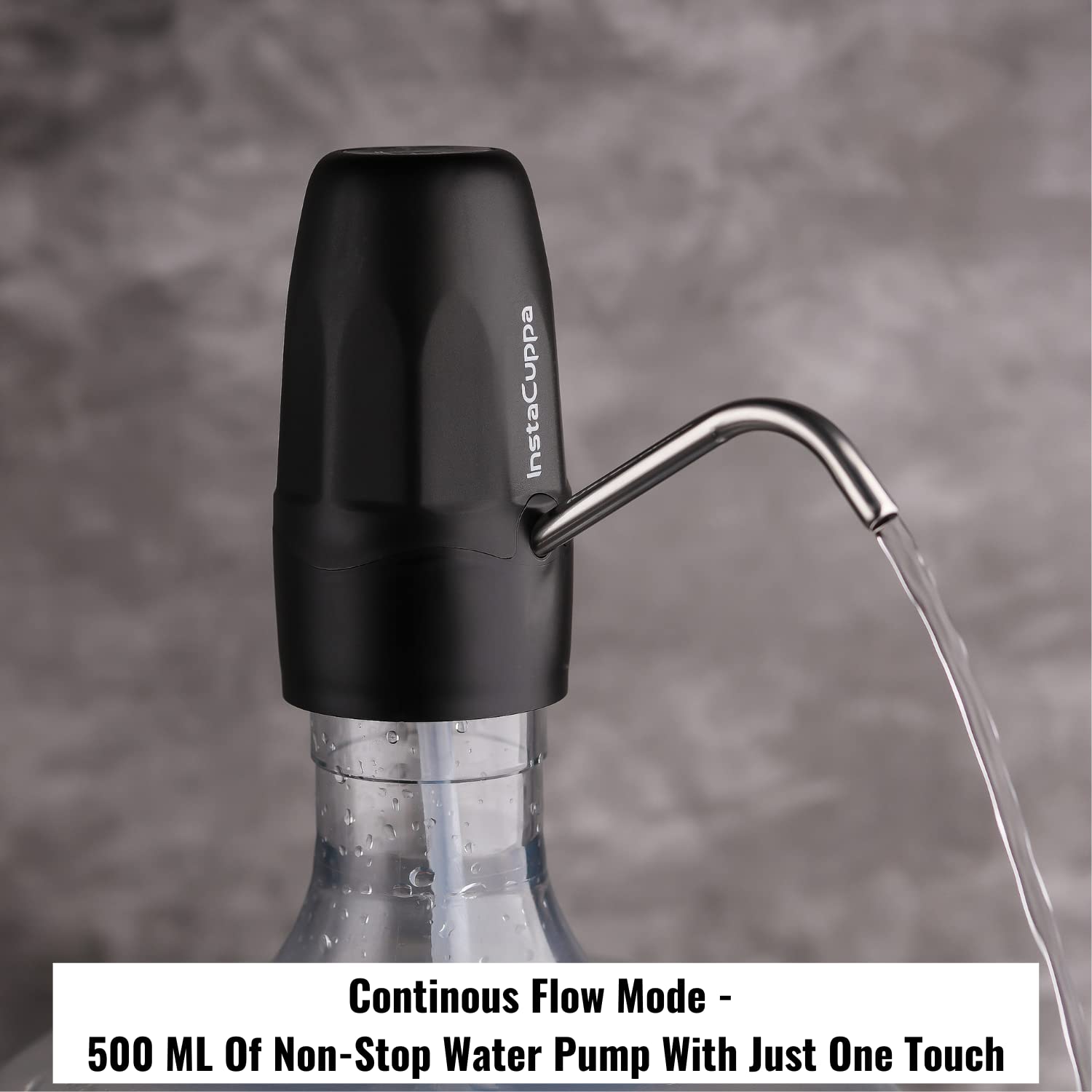 InstaCuppa Automatic Water Dispenser for 20 Liter Cans with Child Lock Feature, USB Rechargeable, Steel Water Outlet, LED Display
