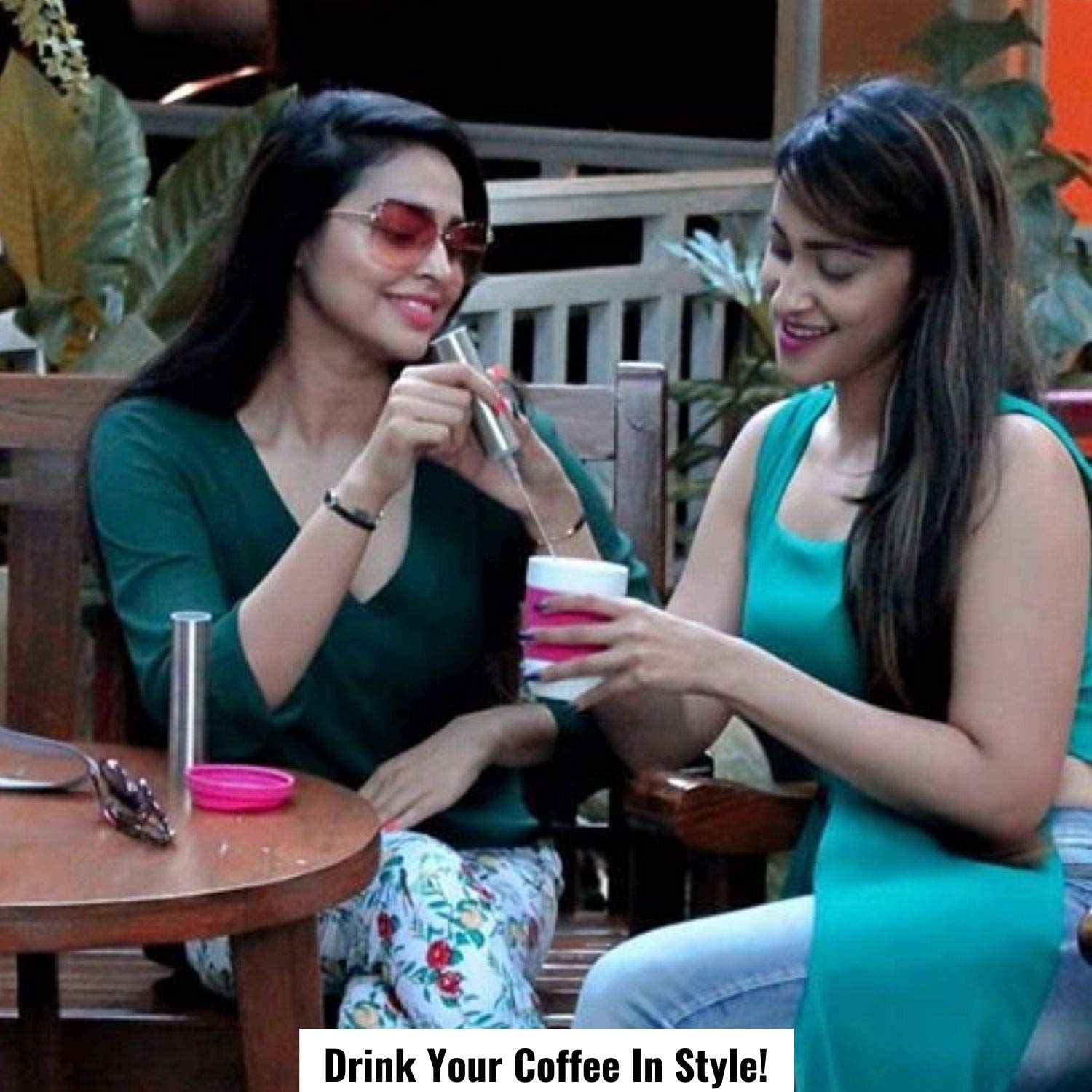 InstaCuppa Rechargeable Travel Milk Frother with 2 Unique Whisks, 2 Speed Settings, Includes USB Charging Cable, Stainless Steel Travel Casing