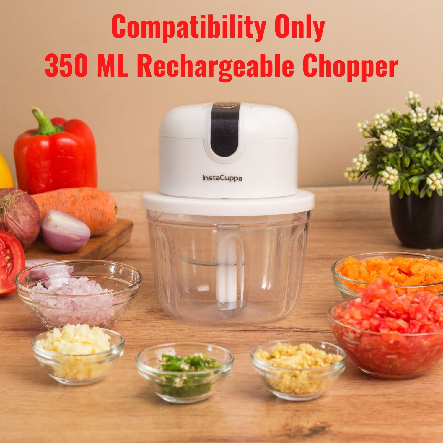 InstaCuppa 4 In 1 Multi-Purpose Mini Electric Chopper with Slicer, Pee –  InstaCuppa Store