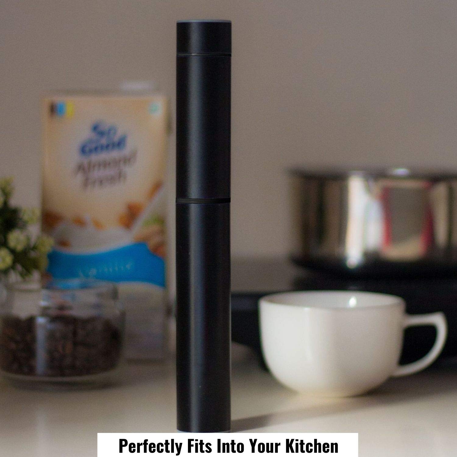 InstaCuppa Rechargeable Travel Milk Frother with 2 Unique Whisks, 2 Speed Settings, Includes USB Charging Cable, Stainless Steel Travel Casing