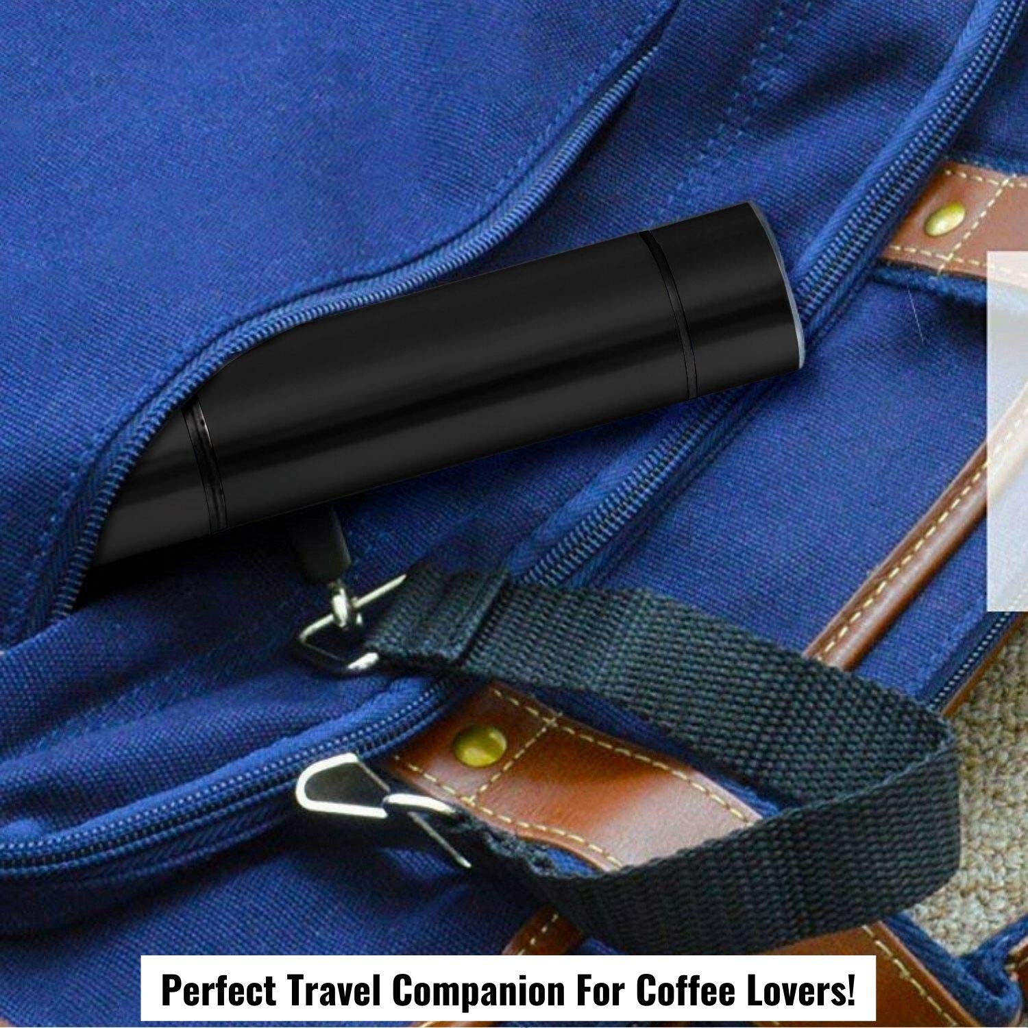 InstaCuppa Rechargeable Travel Milk Frother with 2 Unique Whisks, 2 Speed Settings, Includes USB Charging Cable, Stainless Steel Travel Casing