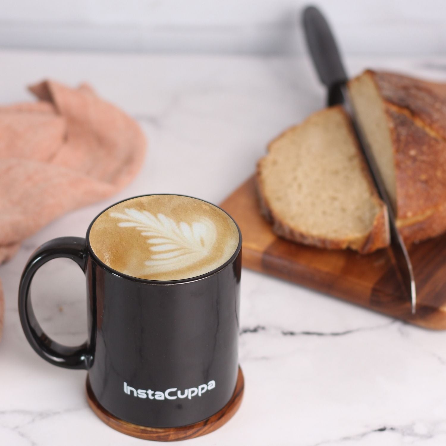 InstaCuppa Ceramic Coffee Mugs with Handle Home Kitchen Use,Business,Gift,Ceramic 350 ML , Pack of 4  , Black