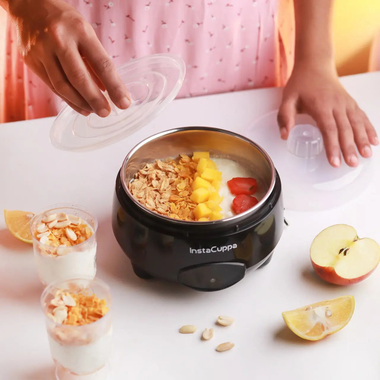 InstaCuppa Automatic Probiotic-Rich Yogurt Maker with Auto Temperature Regulation, Premium 304 Stainless Steel Inner Container, 1 Liter 