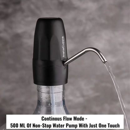 InstaCuppa Automatic Water Dispenser for 20 Liter Cans with Child Lock Feature, USB Rechargeable, Steel Water Outlet, LED Display 