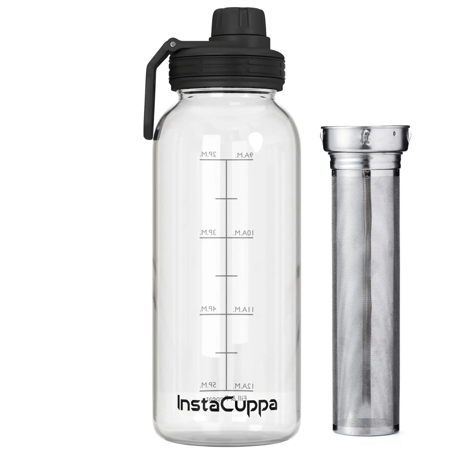 InstaCuppa Glass Bottle with Sports Sipper Lid