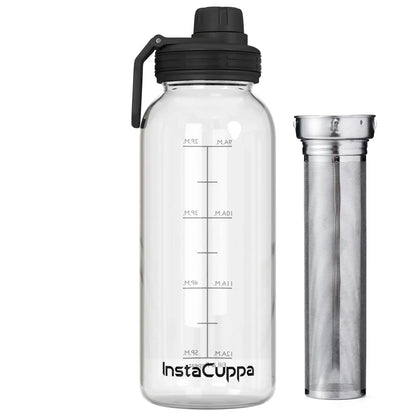 InstaCuppa Glass Bottle with Sports Sipper Lid