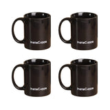 InstaCuppa Ceramic Coffee Mugs with Handle Home Kitchen Use,Business,Gift,Ceramic 350 ML , Pack of 4  , Black