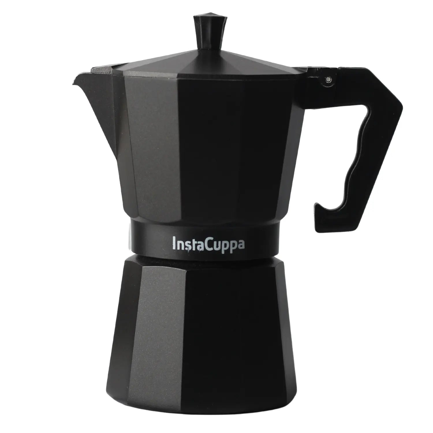 InstaCuppa Classic Stovetop Moka Pot Espresso Maker, Italian Style Percolator Coffee Maker, Durable and Premium Grade Aluminium Build, 300 ML  Black / 300 ML