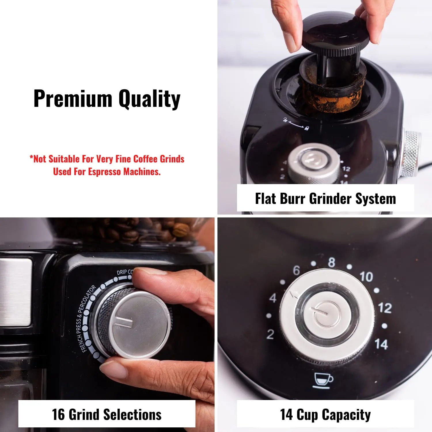 InstaCuppa Electric Coffee Grinder for Your French Press, Moka Pot, Aero Press, and Pour Over Coffee Makers - Not Suitable For Espresso Grade Grind 