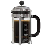 InstaCuppa French Press Coffee Maker with Smooth Plunger Mechanism, 4 Part Filtration, Measurement Markings
