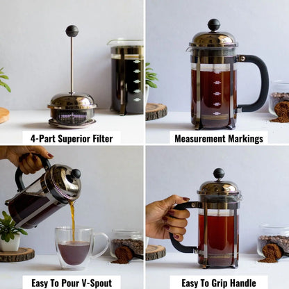 FrenchPress Coffee Maker with Measurement markings 