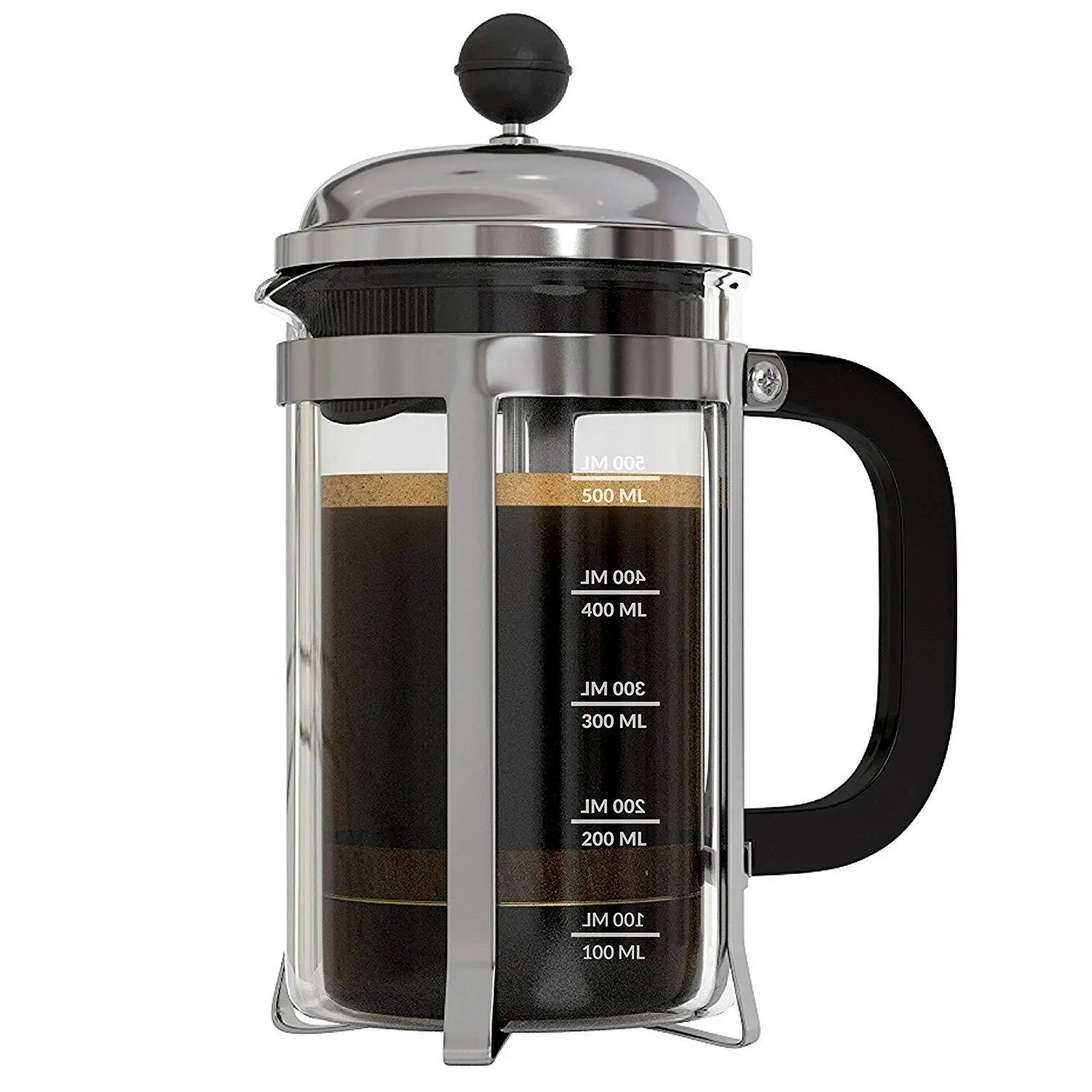 InstaCuppa French Press Coffee Maker with Smooth Plunger Mechanism, 4 Part Filtration, Measurement Markings  Clear / 1000 ML + Neoprene Sleeve