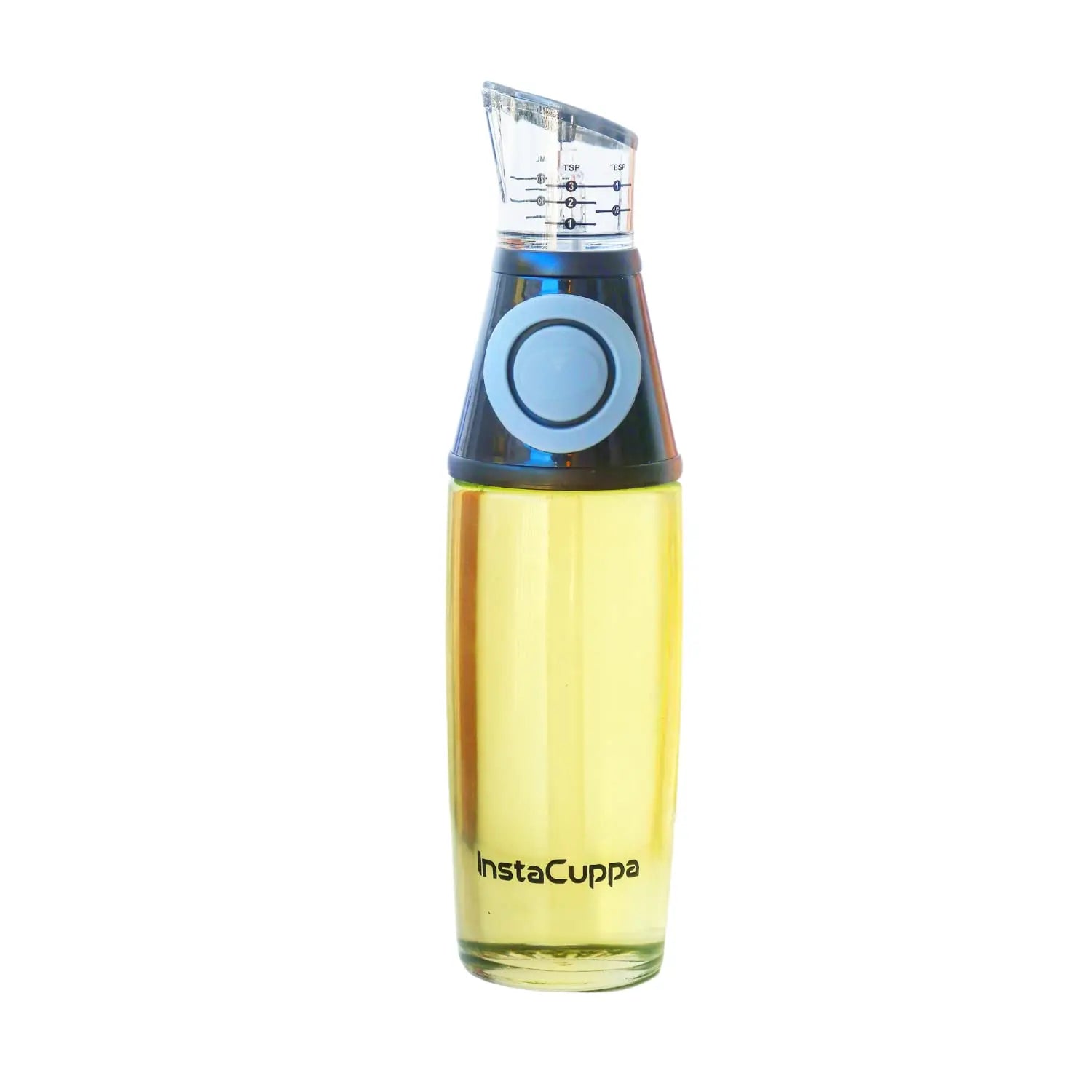 InstaCuppa Glass Oil Dispenser Bottle with Press, Measure & Pour for Precise Cooking, Easy Pour Spout for Dispensing Oil, Vinegar & Soya Sauce, 500 ML  500 ML - Pack of 2