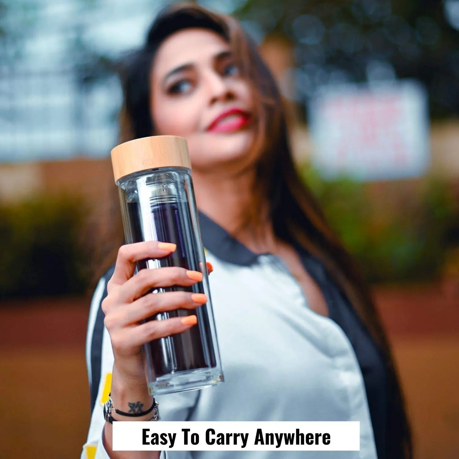 InstaCuppa Easy to Carry Glass Water Bottle