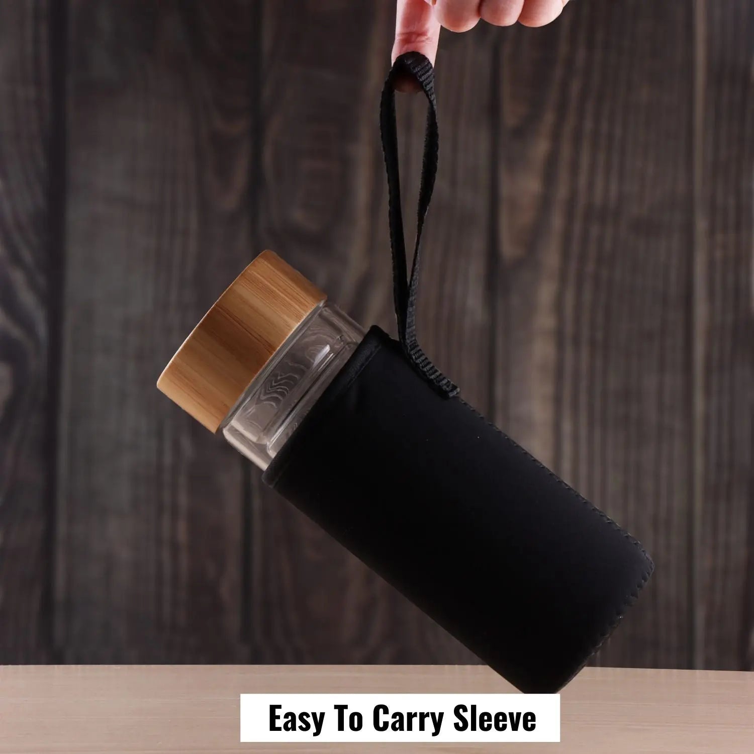 InstaCuppa Glass Tea Infuser Water Bottle Includes Neoprene Sleeve 