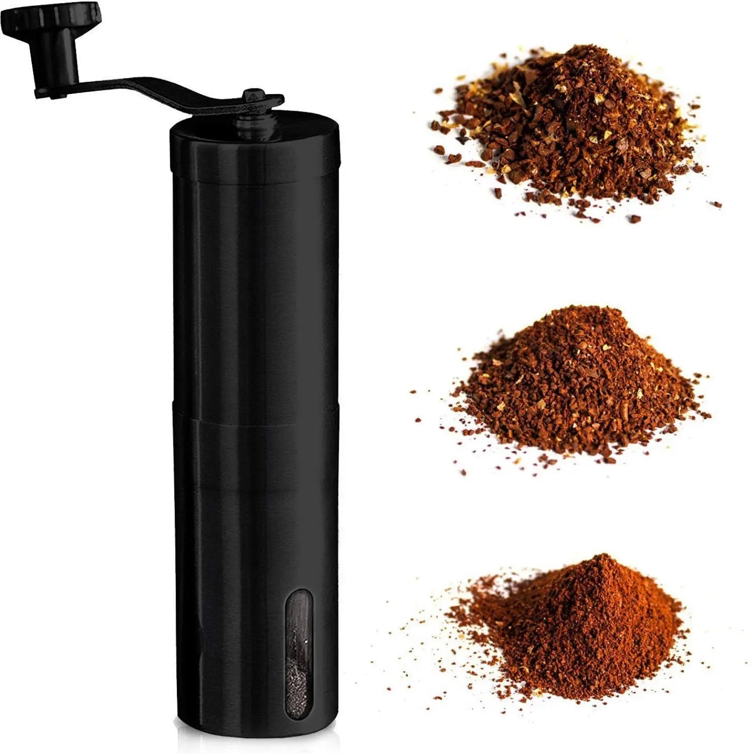 InstaCuppa Manual Hand Coffee Bean Grinder with Ceramic Burr and Adjustable Settings, Black Color
