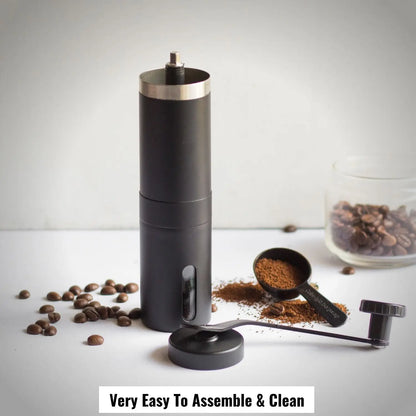InstaCuppa Manual Hand Coffee Bean Grinder - Very Easy To Assemble and Clean, Black Color