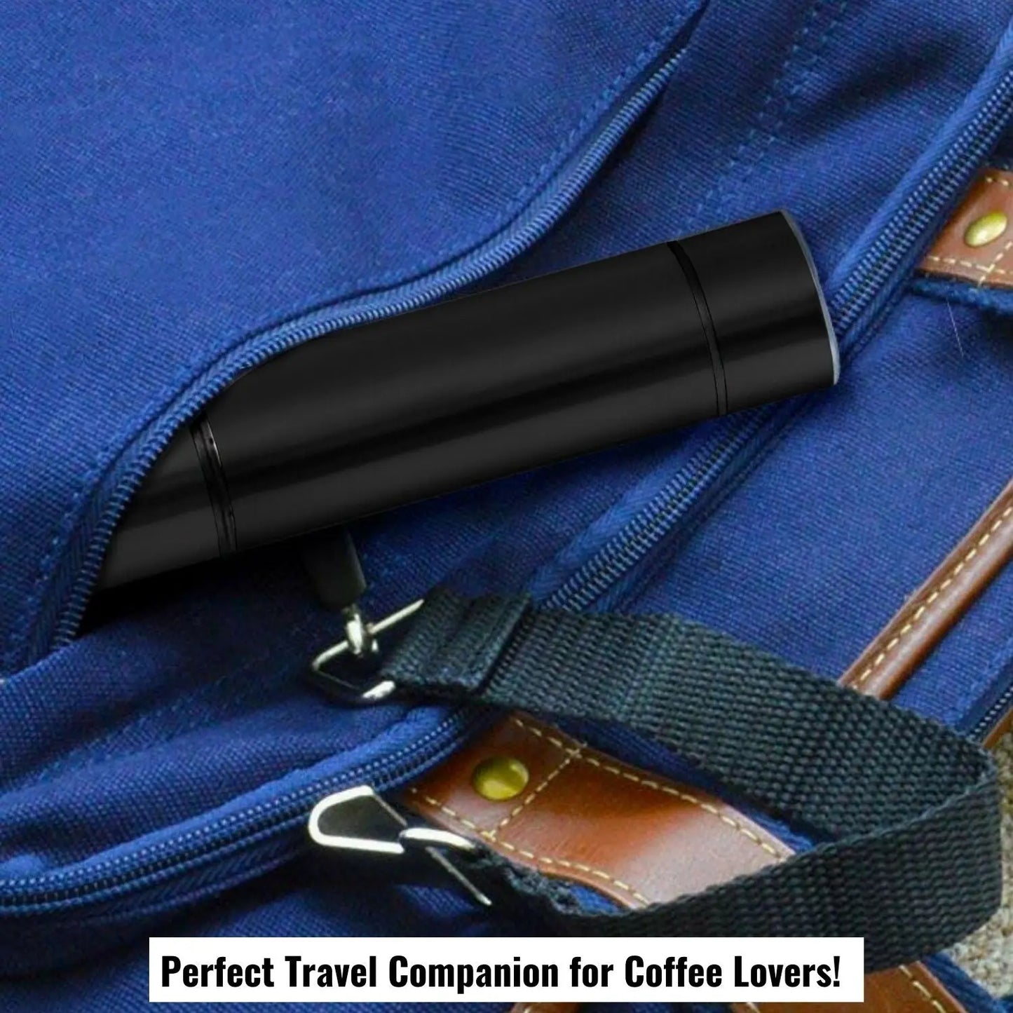 InstaCuppa Manual Hand Coffee Bean Grinder, Black Color - Perfect Travel Companion for Coffee Lovers!