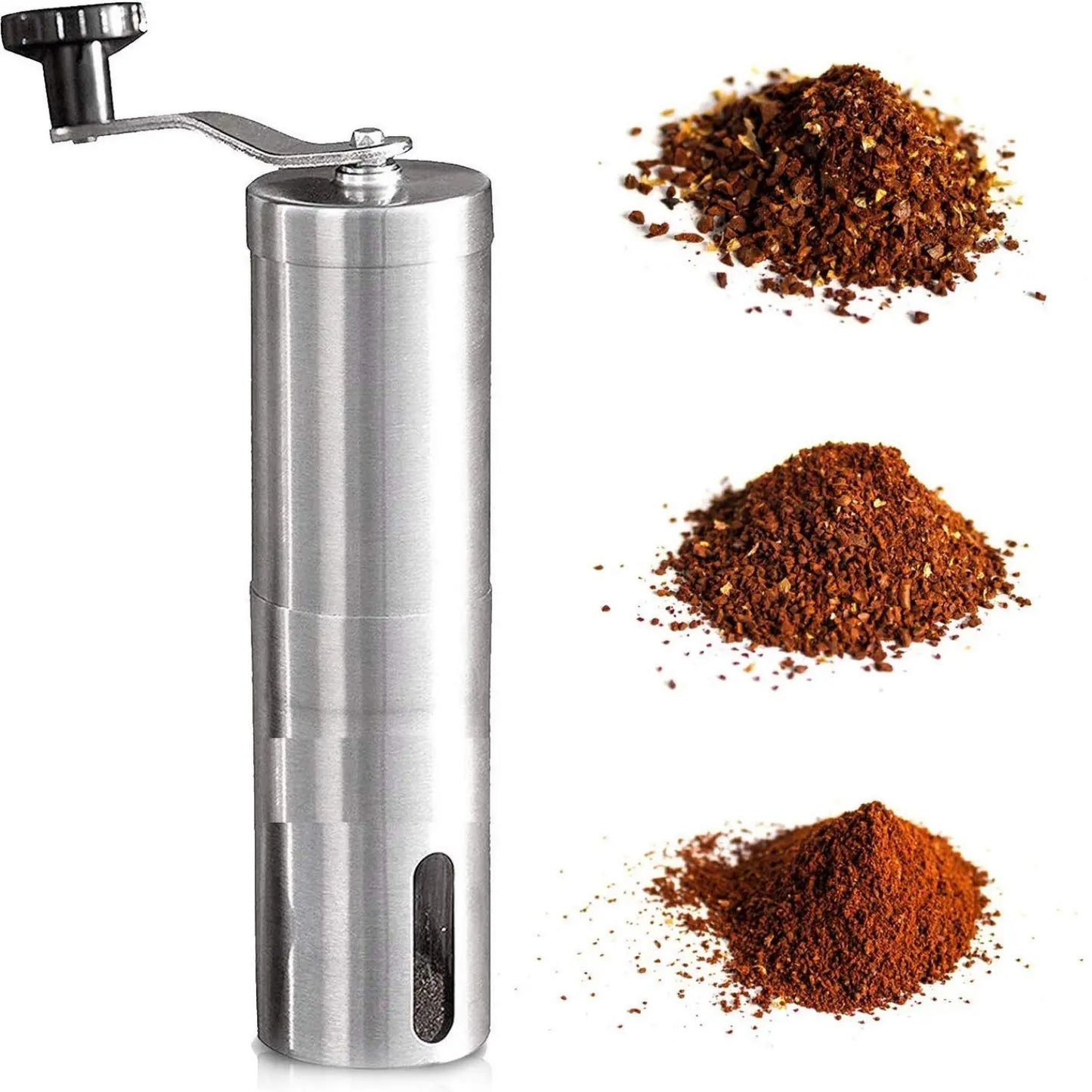 InstaCuppa Manual Hand Coffee Bean Grinder with Adjustable Ceramic Burr Settings  With Accessories ( Sleeve + Brush ) / Silver