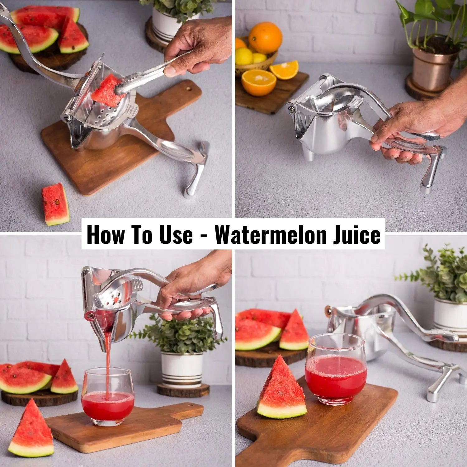 InstaCuppa Manual Press Hand Fruit Juicer with Removable Strainer, Heavy Duty Aluminium Build, Hand Fruits Squeezer for Pomegranates, Lemons, Oranges 