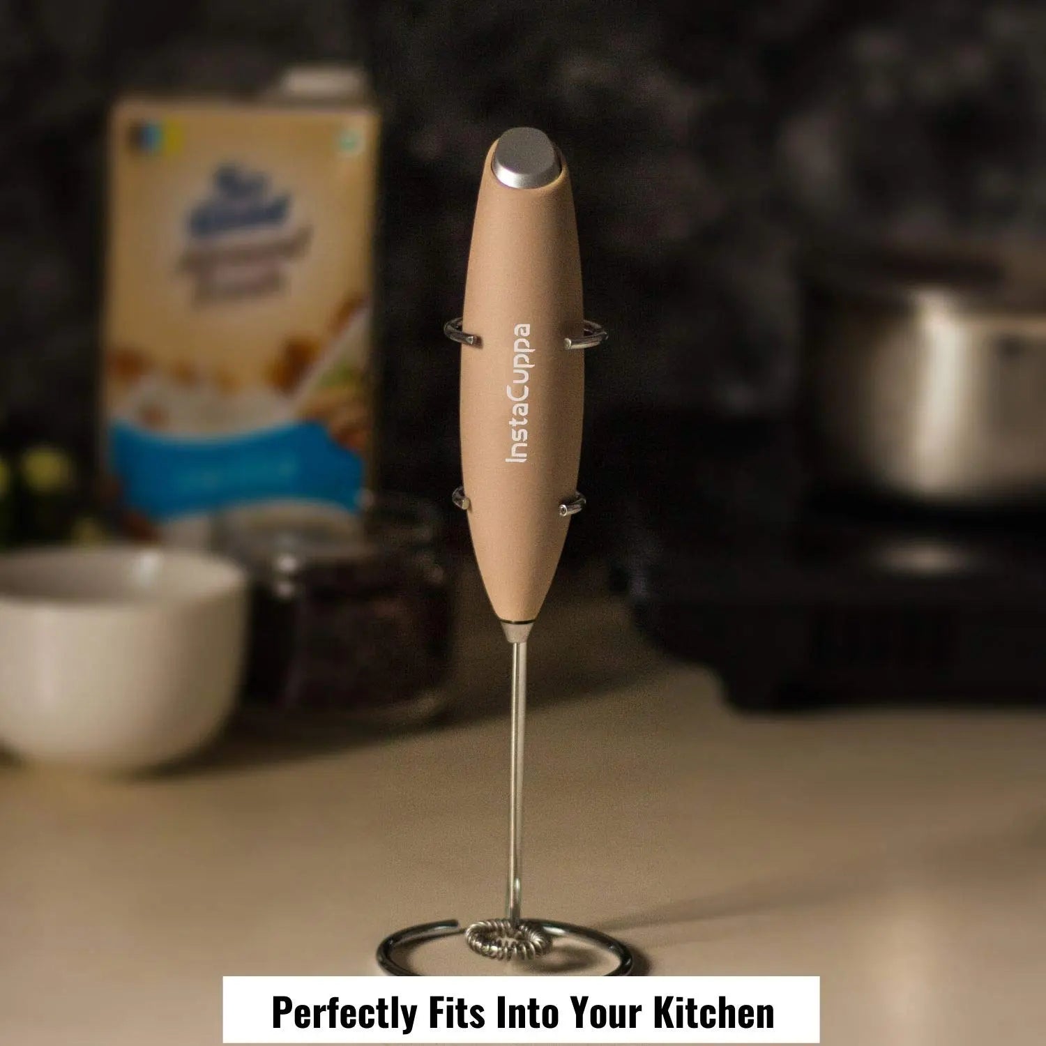 InstaCuppa Handheld Battery Operated Milk Frother / Coffee Beater, Rose Gold Color - Perfectly Fits Into Your Kitchen