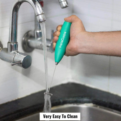 InstaCuppa Milk Frother for Coffee - Handheld Battery Operated Electric Milk and Coffee Frother, Portable Foam Maker with Stainless Steel Stand 