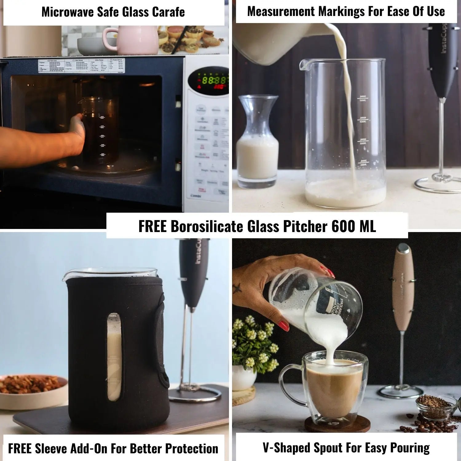 Buy InstaCuppa Milk Frother and Get BPA Free Glass Pitcher